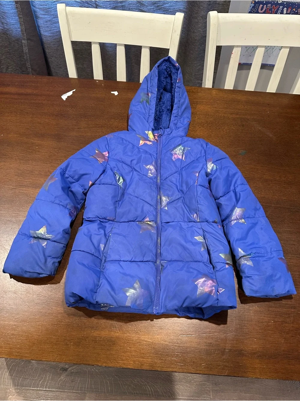 wonder nation Blue Star-Print Hooded Puffer Jacket